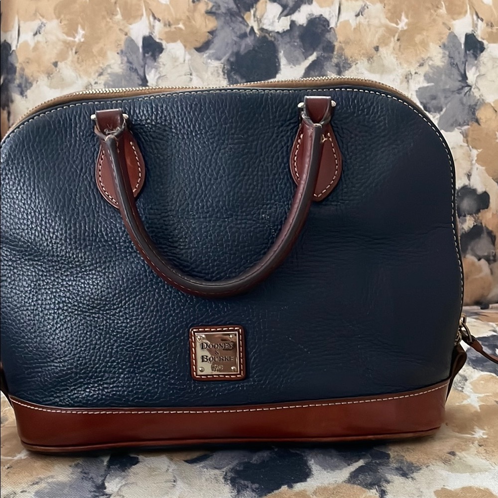 Dooney & Bourke Dark Blue and Brown Satchel